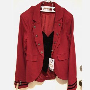 Touch of Cyn CYNDI LAUPER Tuxedo Miliary Red w Velvet Collar Jacket NEW XL